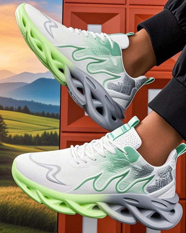 Unisex Lightweight Mesh Running Sneakers - Breathable, Comfortable, Flat Lace-Up Athletic Shoes