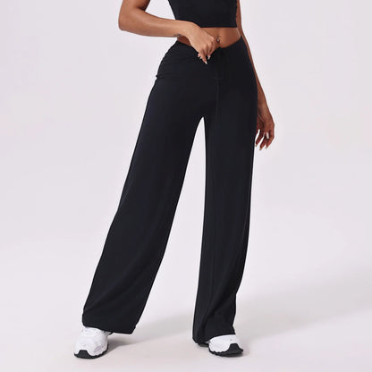 Women's Wide-Leg Sports Sweatpants with Loose Fit and Elastic Waist