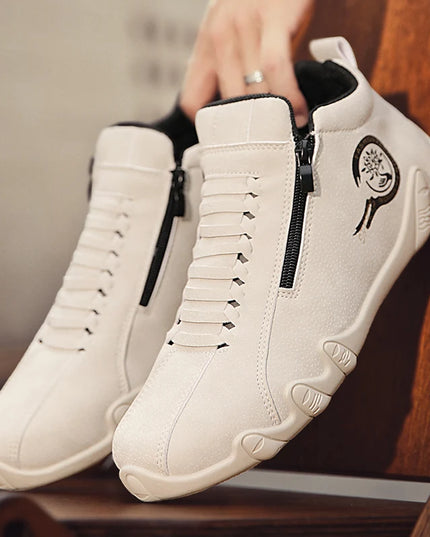 Men's Casual Flat Bottom Sneakers with Side Zipper – Stylish & Comfortable Men's Sneakers