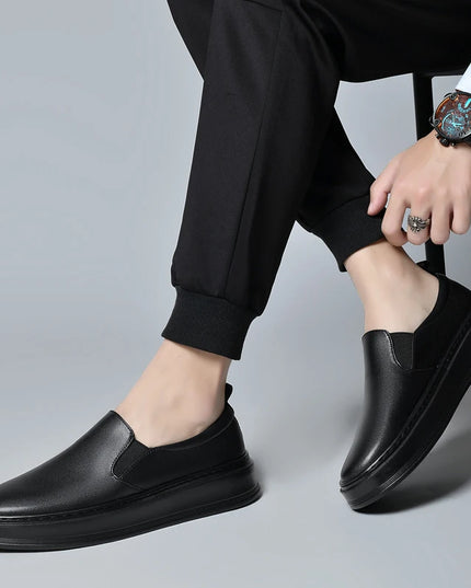 Men's Genuine Leather Slip-On Casual Shoes with Soft Sole