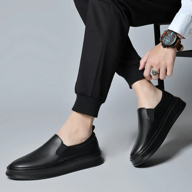 Men's Genuine Leather Slip-On Casual Shoes with Soft Sole