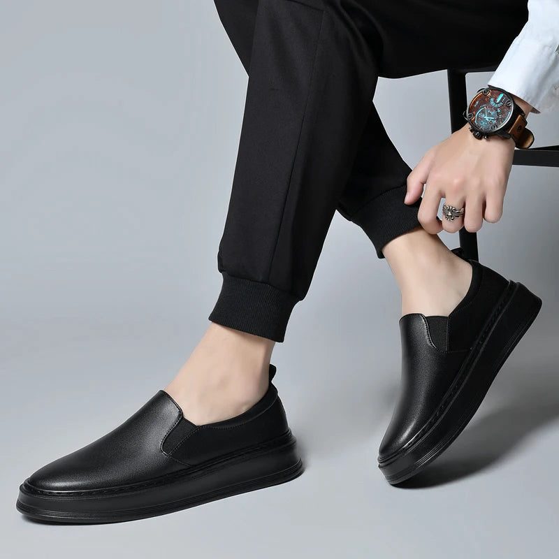 Men's Genuine Leather Slip-On Casual Shoes with Soft Sole