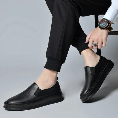 Men's Genuine Leather Slip-On Casual Shoes with Soft Sole