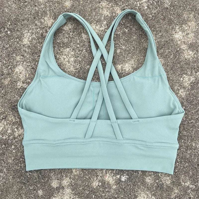 Women's Fitness Sports Bra - Crossback Gym Tank Top with Chest Pad