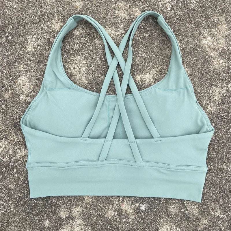 Women's Fitness Sports Bra - Crossback Gym Tank Top with Chest Pad
