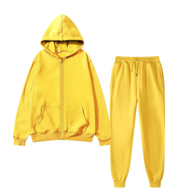 Unisex Two-Piece Hooded Sweater and Sweatpants Set - Casual Lounge Wear, Athletic Activewear, Comfortable Fit