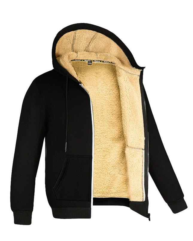 Men's Thick Warm Fleece Zipper Hoodie Casual Long Sleeve Jacket