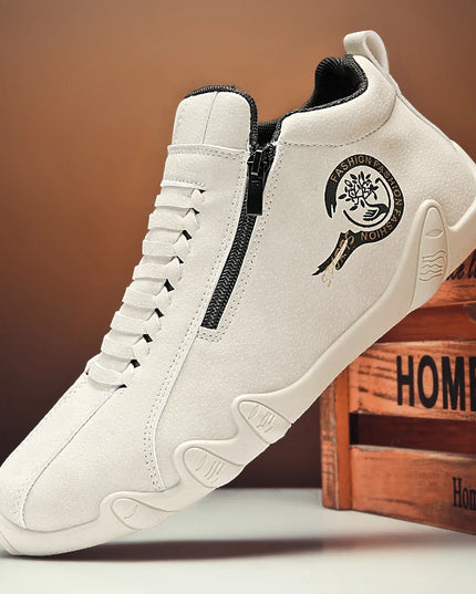 Men's Casual Flat Bottom Sneakers with Side Zipper – Stylish & Comfortable Men's Sneakers