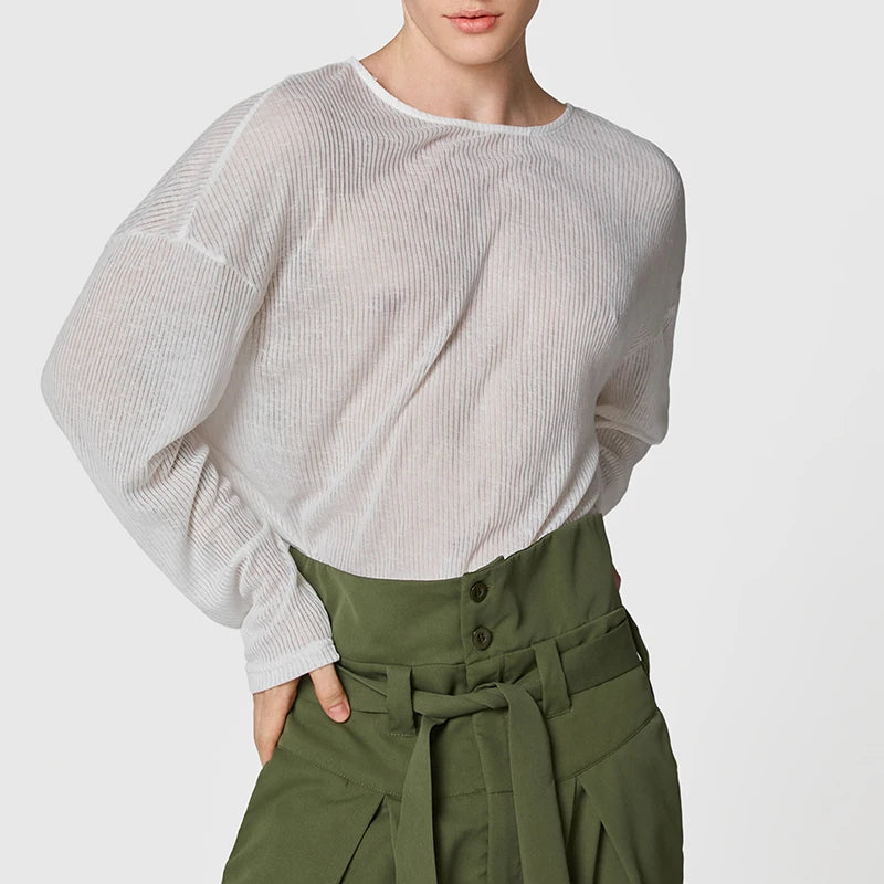 Men's Loose Knitted Transparent Sweater