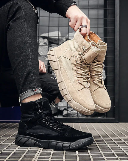 Men's Ankle Boots with Flat Thick Sole