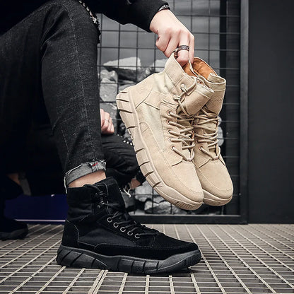 Men's Ankle Boots with Flat Thick Sole