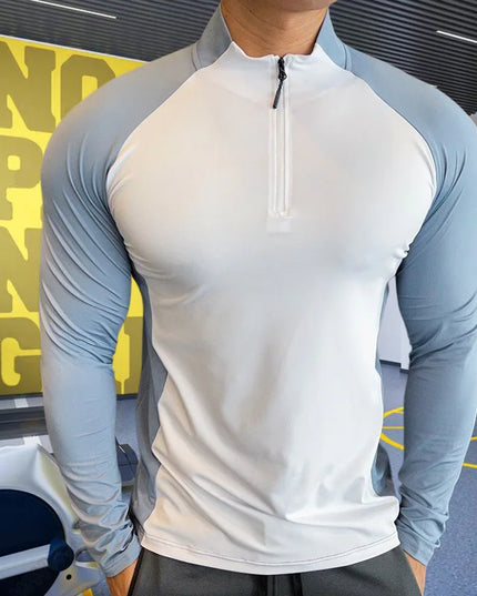 Men's High Collar Compression Fitness Sweatshirt - Various Colors