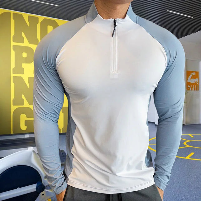 Men's High Collar Compression Fitness Sweatshirt - Various Colors