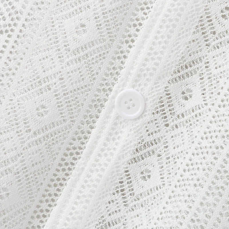 Men's Breathable Mesh See-Through Button-Down Shirt - Stylish & Lightweight Summer Top