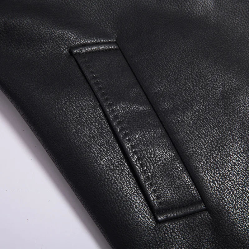 Men's Long Faux Leather Trench Coat with Lapel - Stylish & Durable Leather Outerwear for Men