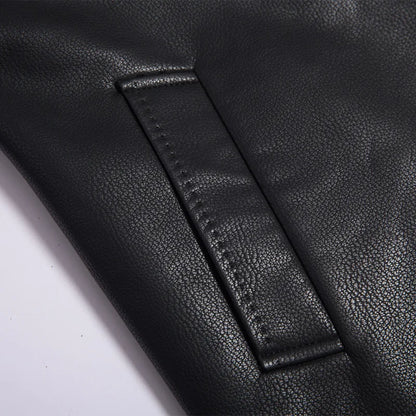 Men's Long Faux Leather Trench Coat with Lapel - Stylish & Durable Leather Outerwear for Men