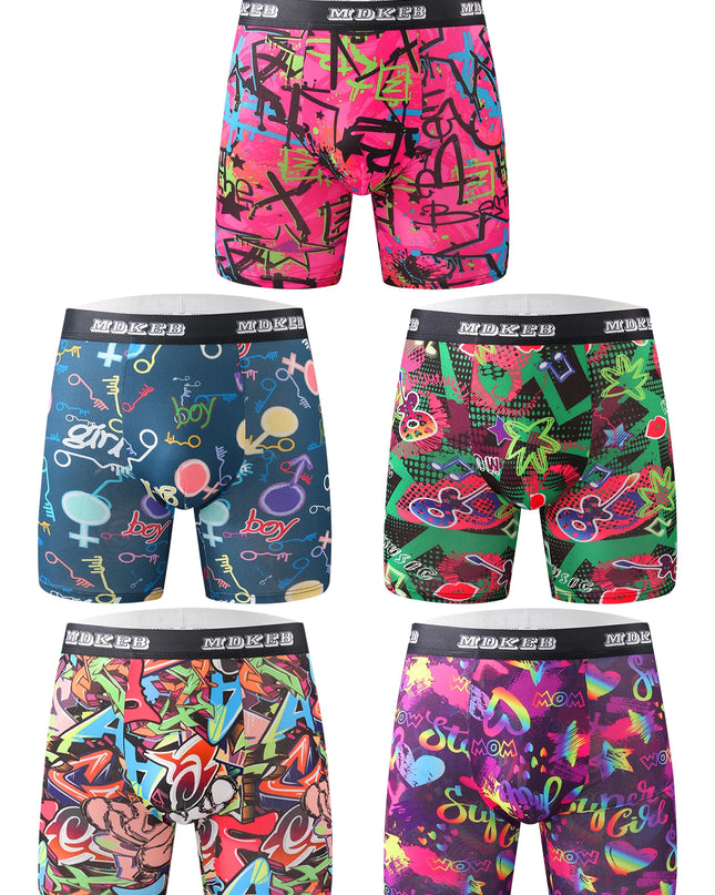10-Pack Men's Assorted Graffiti Print Boxer Shorts - Mid-Waist Briefs