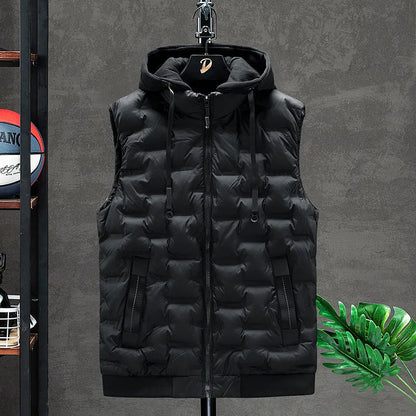 Men's Padded Hooded Vest Jacket: