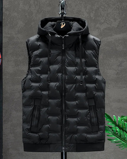 Men's Padded Hooded Vest Jacket: