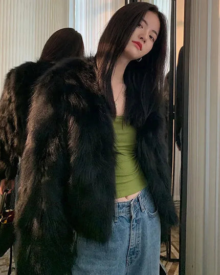 Women's Short Loose Faux Fur Coat - Various Colors