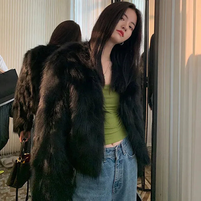 Women's Short Loose Faux Fur Coat - Various Colors