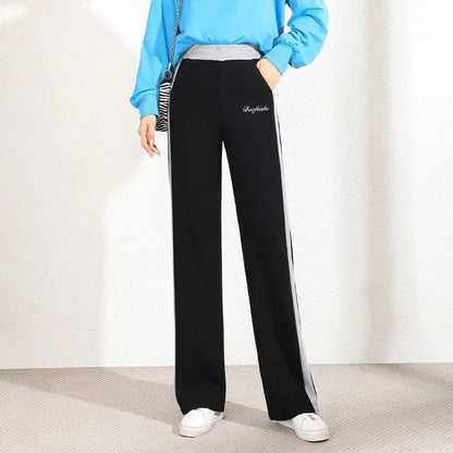High Waist Elastic Waist Straight Leg Sweatpants for Women