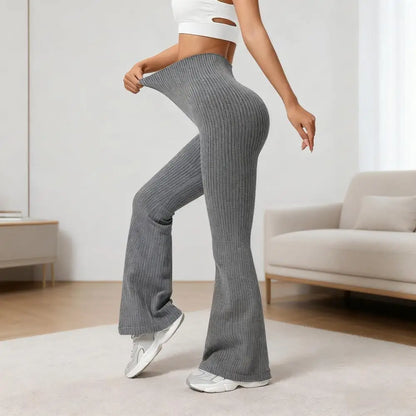 Women's Seamless High-Waisted Flare Pants with Stretch