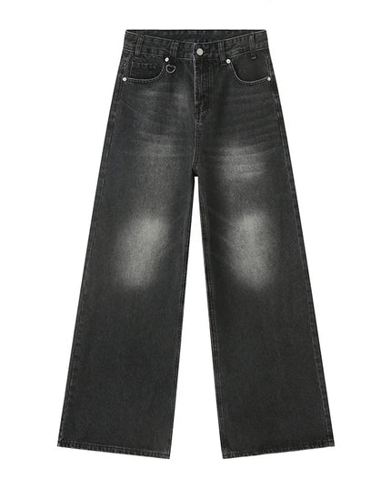 EFB Men's Gradient Washed Straight Leg Denim Pants with Metal Ring Design