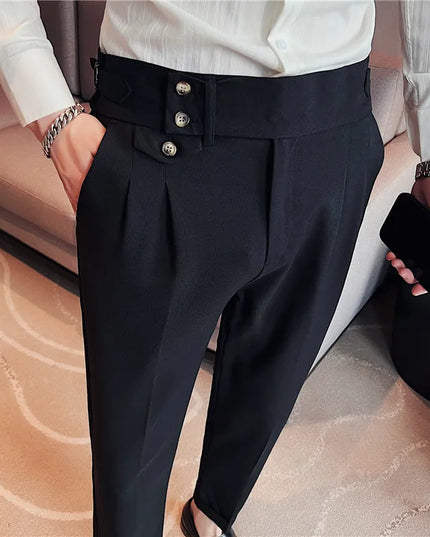High-Quality Slim Fit Casual High-Waist Button Pants for Men