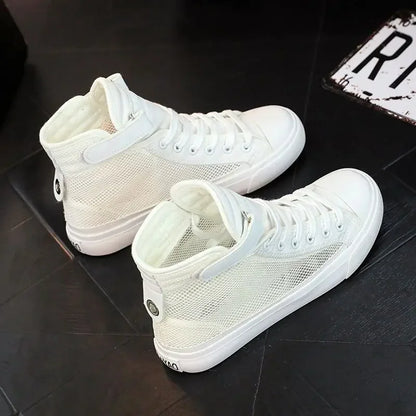 Women's High Top Mesh Lace-Up Sneakers