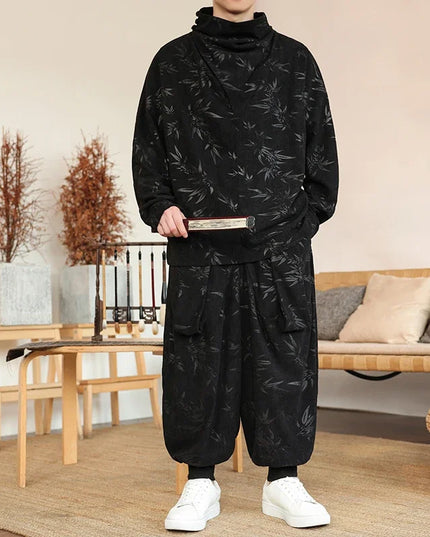 Men's Velvet Two-Piece Set – Loose Sweater & Harem Pants