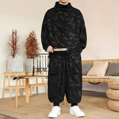 Men's Velvet Two-Piece Set – Loose Sweater & Harem Pants
