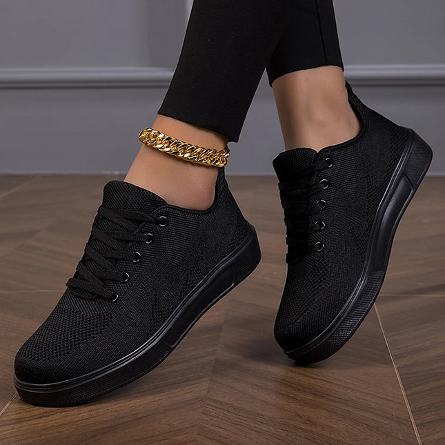 Women's Casual Mesh Lace-up Sneakers with Breathable Design