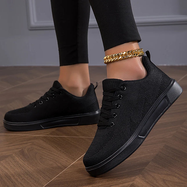Women's Casual Mesh Lace-up Sneakers with Breathable Design