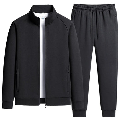 Men's Two-Piece Casual Tracksuit with Stand Collar Jacket and Elastic Waist Sweatpants Set
