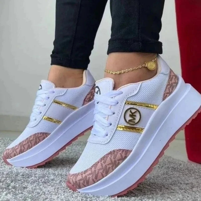 Women’s Lace-Up Casual Sneakers with Thick Sole