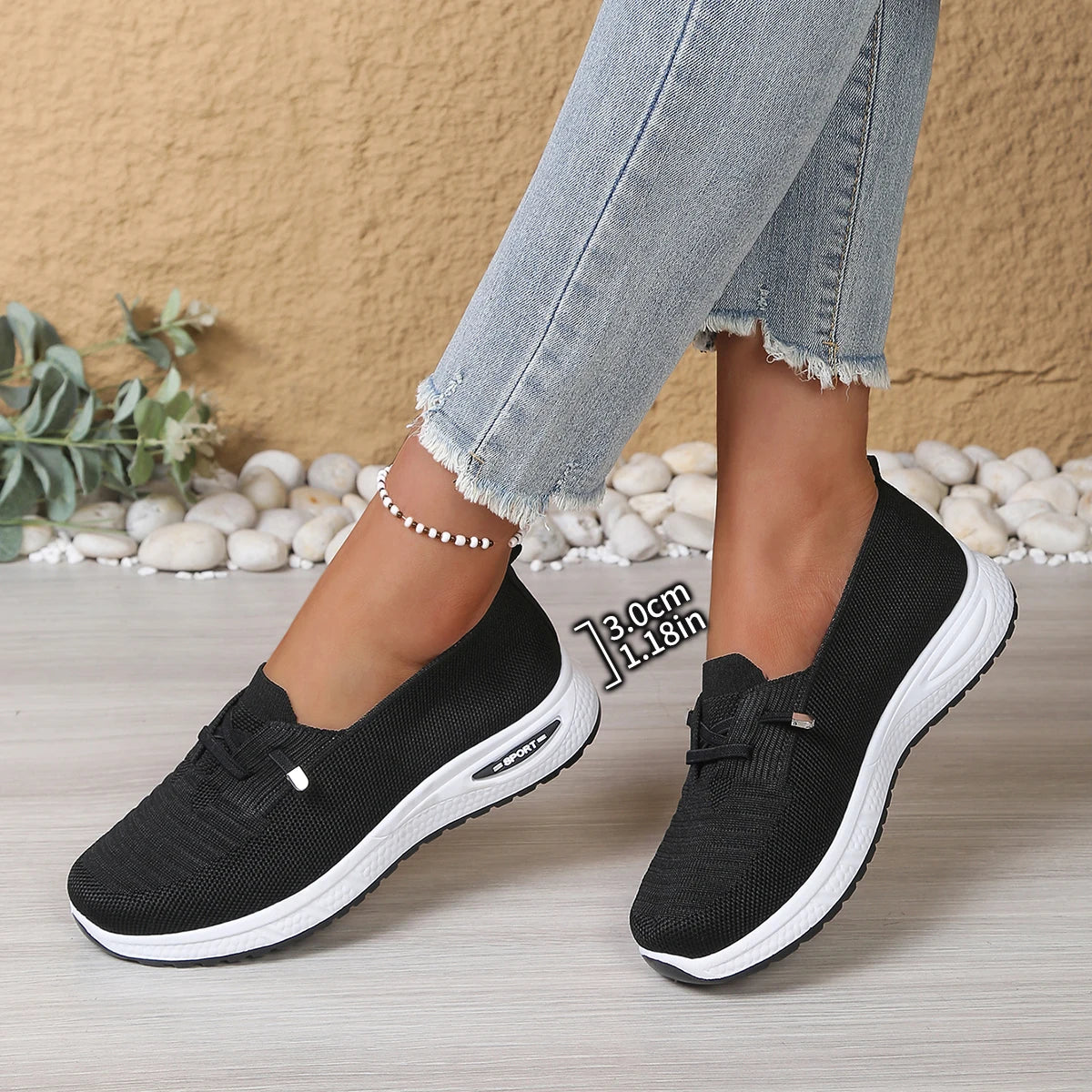 Women's Mesh Casual Slip-On Sneakers with Soft Sole and Lightweight Comfort