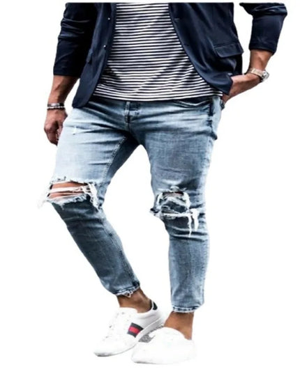Men's Slim Fit Distressed Denim Stretch Jeans