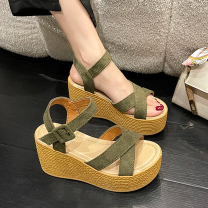 Women's 9cm High Heel Sandals – Platform Open Toe Shoes with Slope Hee