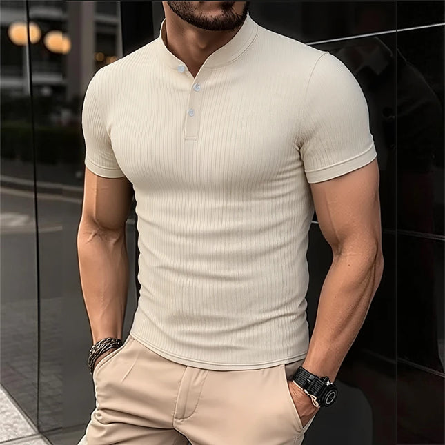 Men's Breathable Button-Up T-Shirt