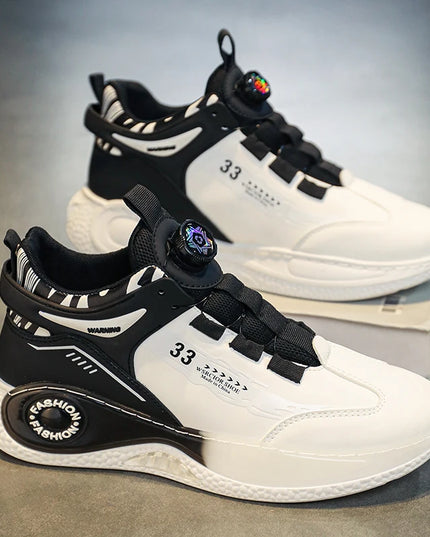 Men's Durable Sneakers with Rotating Tightening Disc – Non-Slip Lace-Up Athletic Shoes