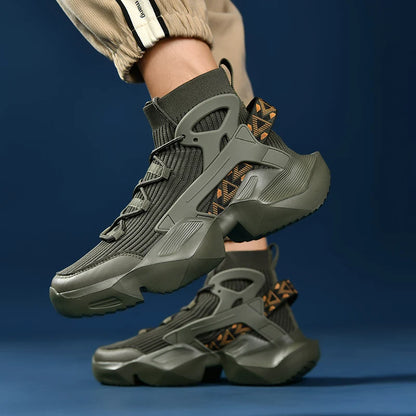 Premium High-Top Men’s Sneakers with Thick Soles