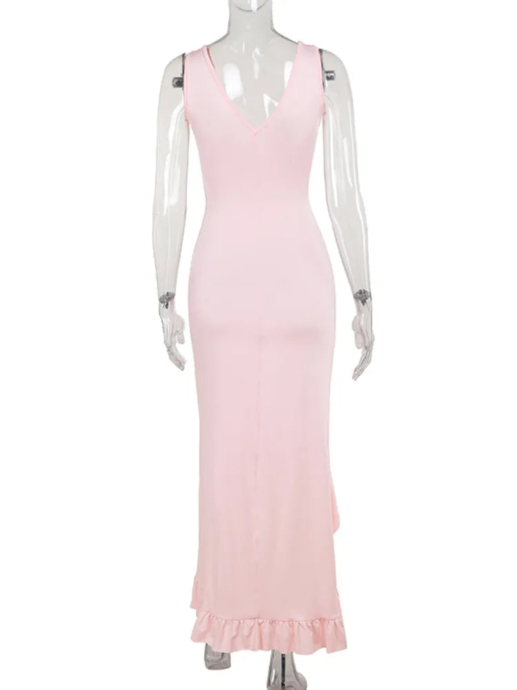 Women’s Sleeveless Backless Maxi Dress with Side Slit