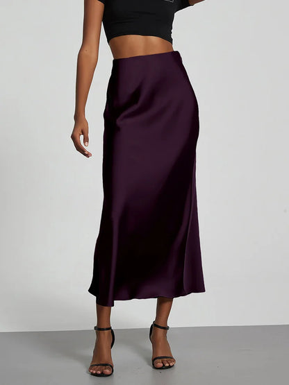 Women's Satin High-Waist Long Skirt - Elegant & Stylish Women's Maxi Skirt