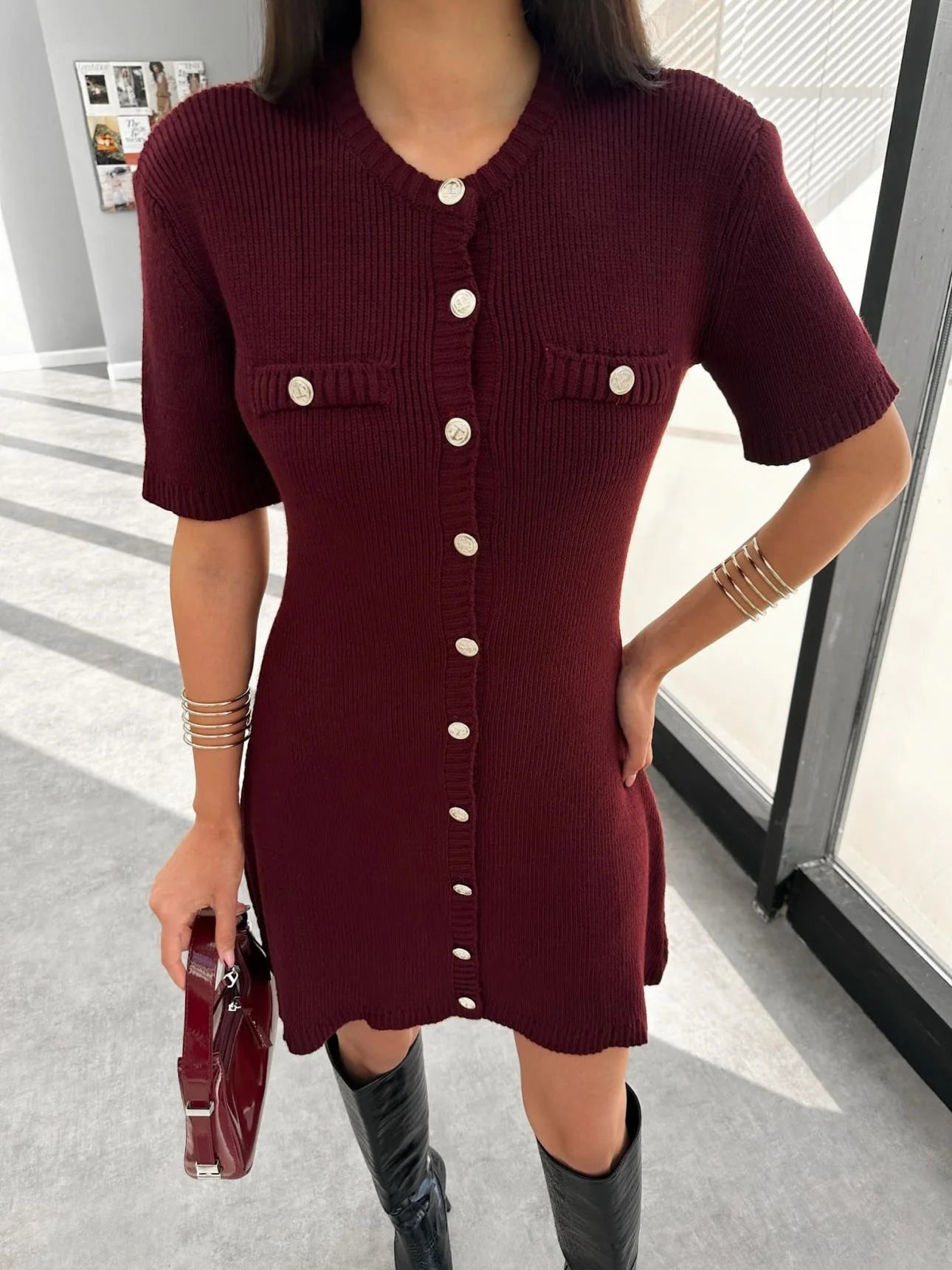 Women's Elegant Knit Mini Dress – Stylish Knitwear for Women