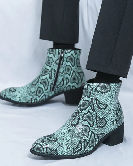 Men's Faux Leather Ankle Boots With Side Zipper Closure