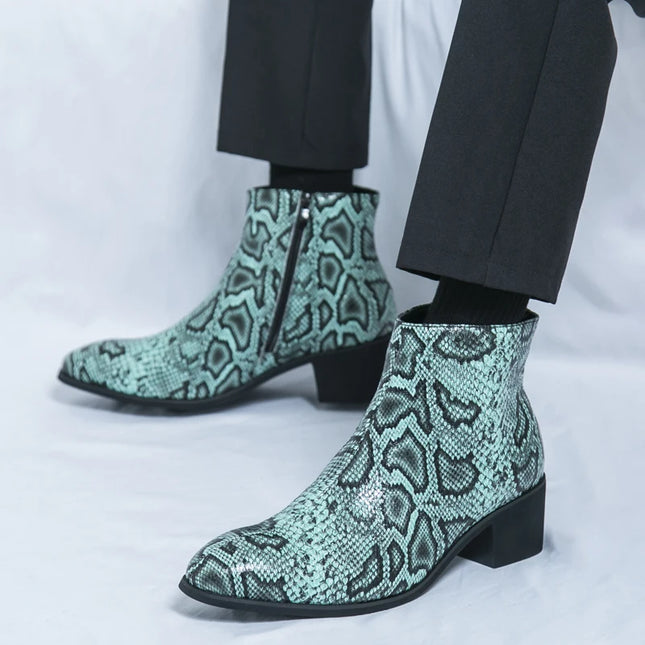 Men's Faux Leather Ankle Boots With Side Zipper Closure
