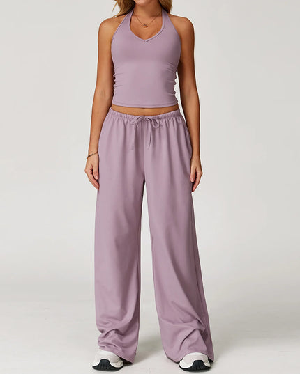 Women's 2/3PCS Cropped Sweater Vest & Loose Sweatpants Set