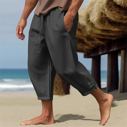 Men's Oversized Linen Trousers with Large Pockets