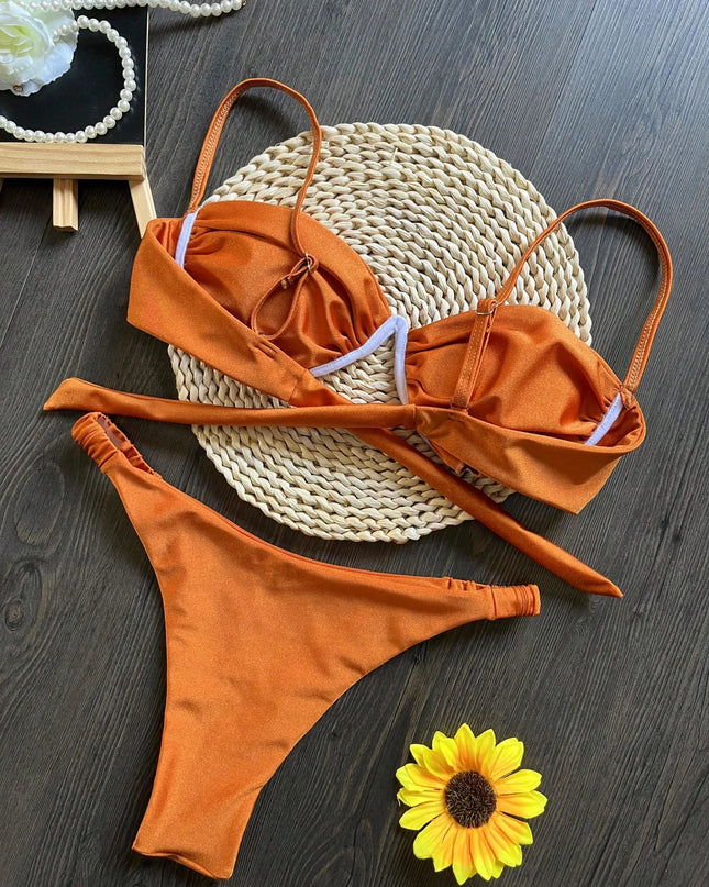 Women's Braided Rope Bikini Set – Two-Piece Triangle Swimwear
